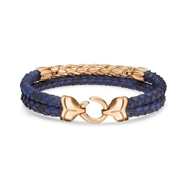 B472P Navy Python Rose Gold Bar Fashion