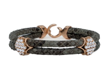 B441 Yellow Gold with Diamond Clusters on Grey Python Online Sale