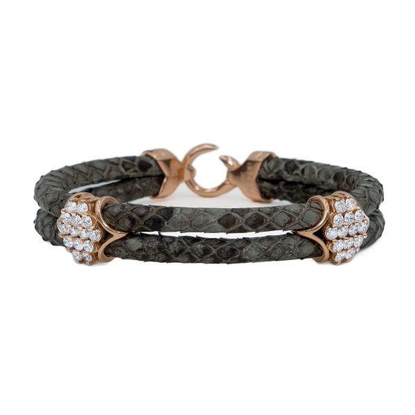 B441 Yellow Gold with Diamond Clusters on Grey Python Online Sale