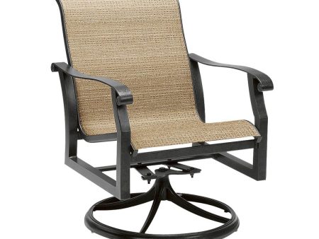 Woodard Cortland Sling Swivel Rocking Dining Arm Chair | 420472 Discount