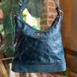 CELINE Dark Teal Glazed Calfskin Macadam Logo Hobo Bag TS3467 Fashion