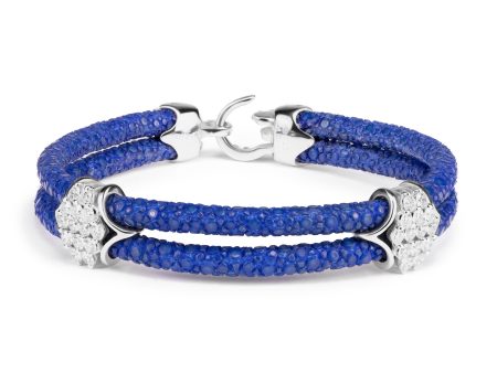 B441 StingHD Silver with Diamond Clusters on Blue Stingray with Diamond Clasp Online