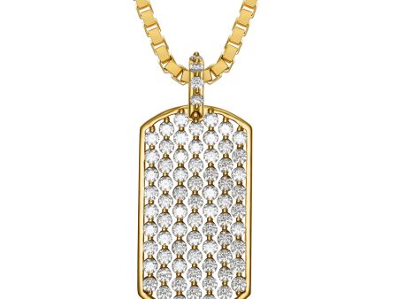 StingHD Radiant Legacy: 18K Yellow Gold Dog Tag with Diamond Bail Sale