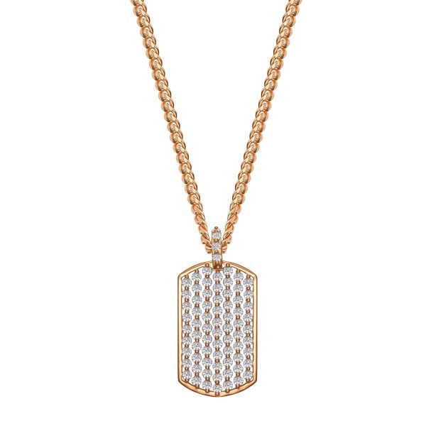 StingHD Lustrous Elegance: 20K Rose Gold Dog Tag with Diamond Bail Online now