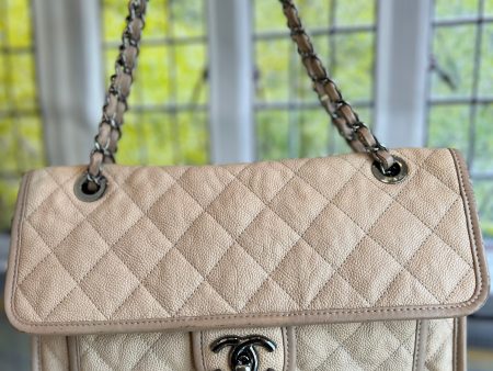 CHANEL Beige French Riviera Flap Bag Sale