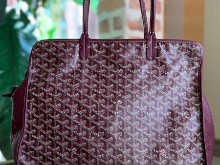 GOYARD Burgundy Chevroches Calfskin & Goyardine Canvas Sac Hardy Pet Carrier PM Online now