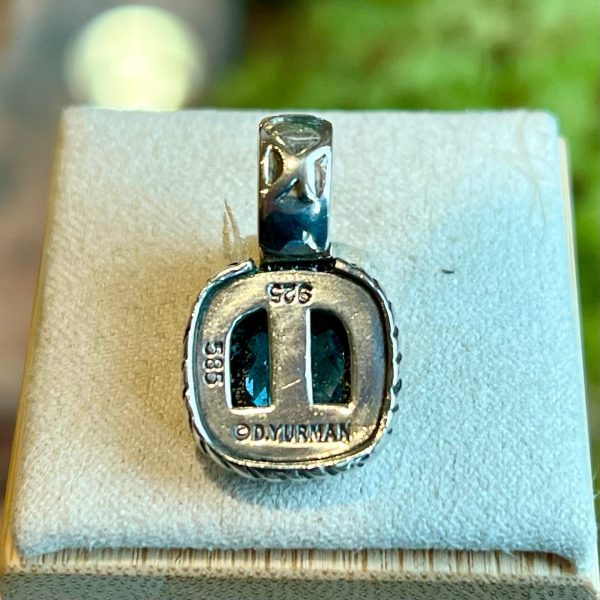 DAVID YURMAN Albion Enhancer Sterling Silver 14K Yellow Gold Blue Topaz Pendant Sale