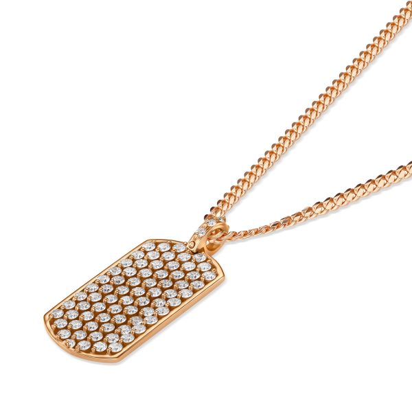 StingHD Lustrous Elegance: 20K Rose Gold Dog Tag with Diamond Bail Online now