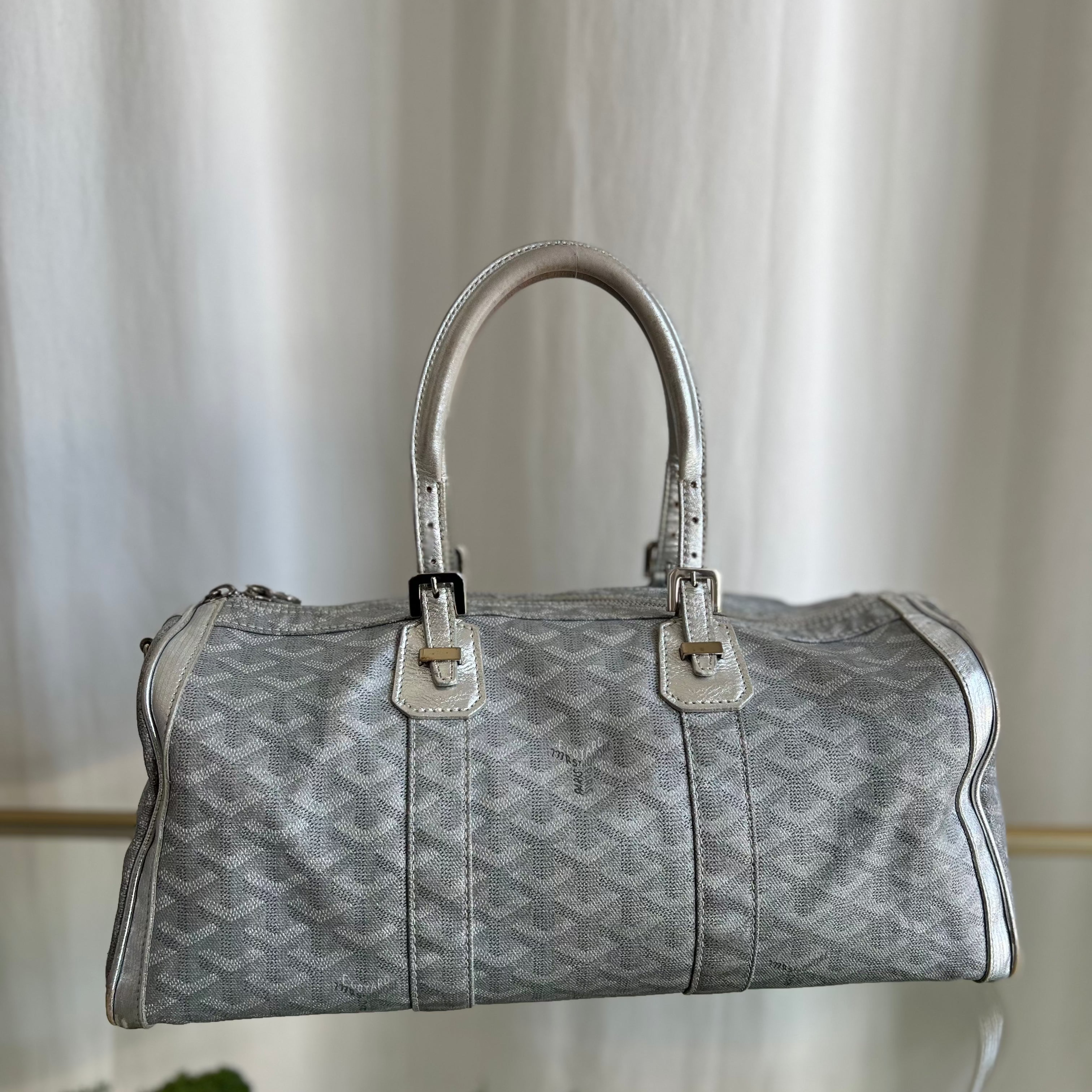 GOYARD Silver Coated Canvas Chevron Croisiere 35 Duffle Discount