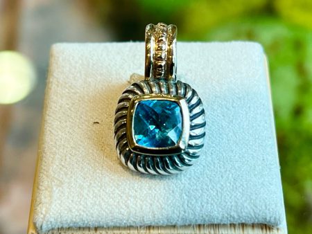 DAVID YURMAN Albion Enhancer Sterling Silver 14K Yellow Gold Blue Topaz Pendant Sale