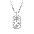 StingHD Racing: Diamond-Studded 18K White Gold Piston Dog Tag on Box Chain Online Hot Sale