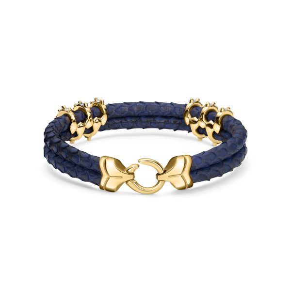 B453P Yellow Gold & Diamond Navy Python Bracelet Cheap