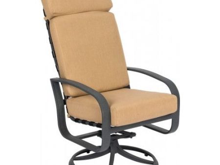 Woodard Cayman Isle Cushion High Back Swivel Rocker Dining Arm Chair- Item 2E0488 For Sale