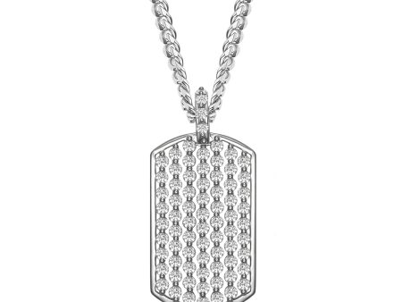 StingHD Diamond Dog Tag Silver Pendant with Diamond Bale Discount