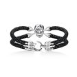 Skull Guardian: Pure Silver Bracelet on Stingray Leather Discount