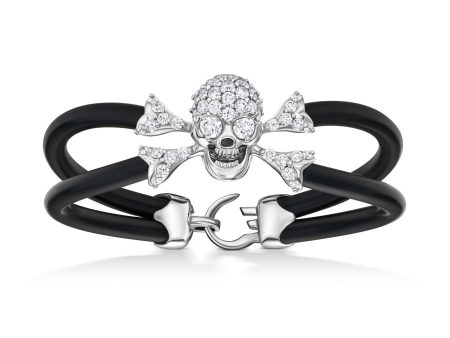 B477 18k White Gold Diamond Skull with Diamond Eyes For Sale