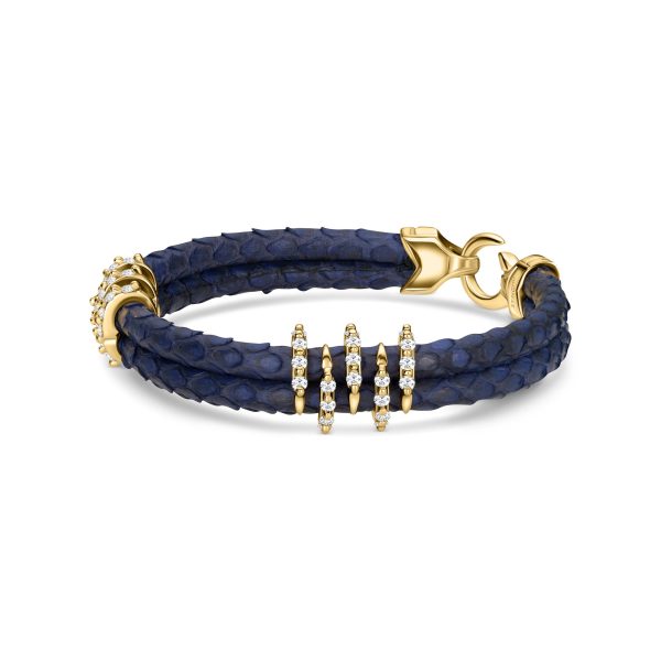 B453P Yellow Gold & Diamond Navy Python Bracelet Cheap