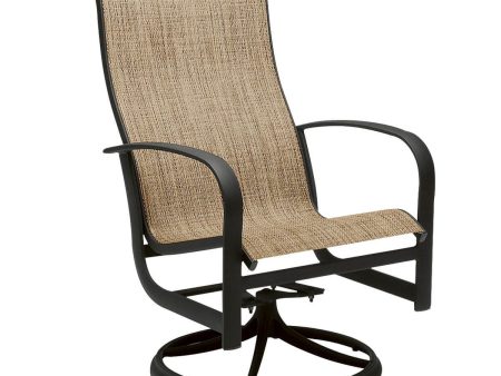 Woodard Freemont Sling High Back Swivel Rocking Dining Arm Chair | 2P0488 Fashion