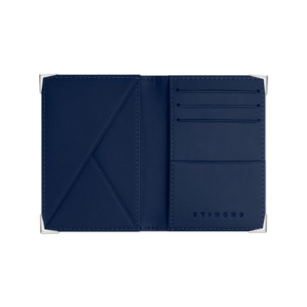 StingHD Navy Blue Crocodile Leather Wallet with Silver Accents on Sale