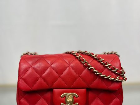 CHANEL Red Lambskin Mini Rectangle Shoulder Bag Online Sale