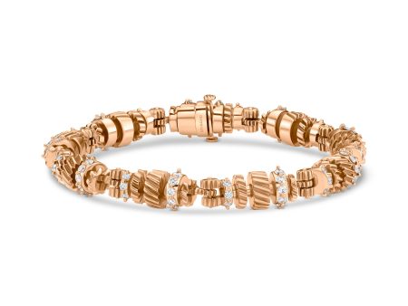 NB105 NOBLE ROSE GOLD DOUBLE HELICAL GEAR BRACELET W  DIAMONDS Online now