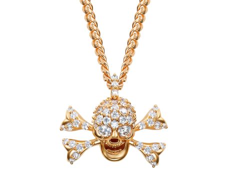 StingHD Spectre Radiance: Diamond-Adorned 18K Rose Gold Skull Necklace For Sale