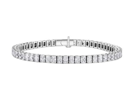 Noble Platinum Elongated Radiant-Cut White Diamond Tennis Bracelet Hot on Sale