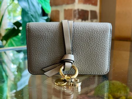 CHLOE Alphabet Cashmere Grey C Charm Grained Leather Wallet Discount