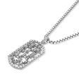 StingHD Racing: Diamond-Studded 18K White Gold Piston Dog Tag on Box Chain Online Hot Sale