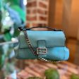 FENDI Wave Double Baguette Blue Leather Micro Crossbody TS3857 Supply