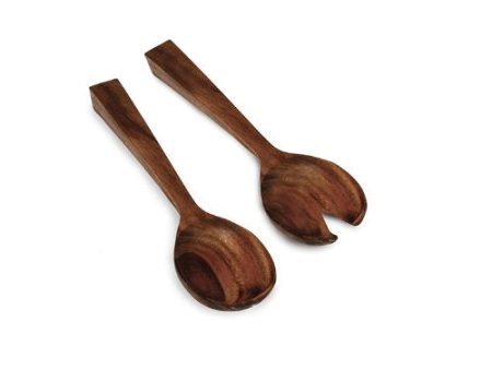 Acacia Sculpted Salad Servers For Sale