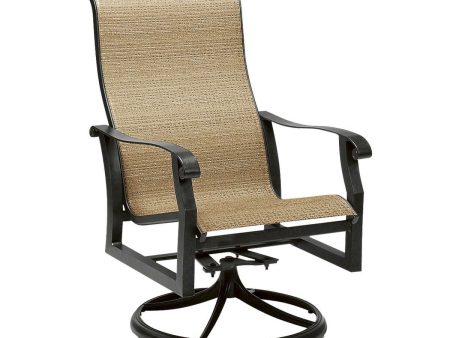 Woodard Cortland Sling High Back Swivel Rocking Dining Arm Chair | 420488 Online now