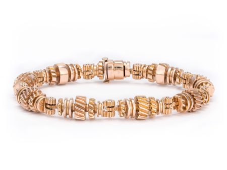 NB105 Noble Rose Gold Hand-chiseled Gear Bracelet on Sale