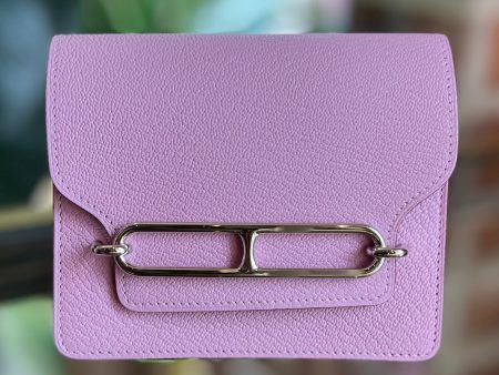 HERMES Mauve Sylvestre Roulis Slim Wallet Chevre Mysore Hot on Sale