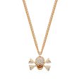 StingHD Spectre Radiance: Diamond-Adorned 18K Rose Gold Skull Necklace For Sale