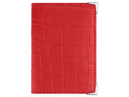 StingHD Red Crocodile Leather Wallet with Silver Accents Online