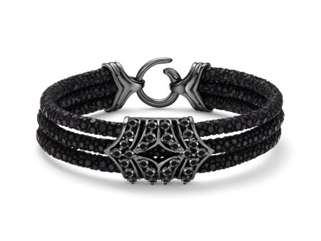 B451 Black Diamond & Stingray Leather Bracelet For Discount