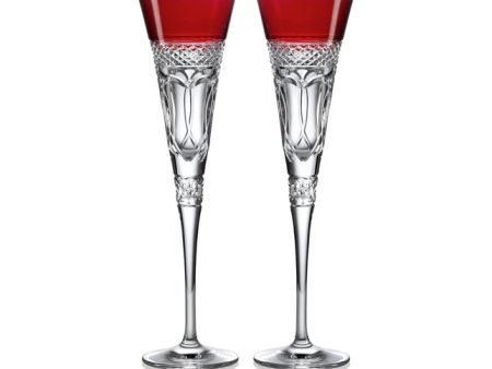 Waterford Times Square 2023 Love Ruby Flute, Set of 2 Discount