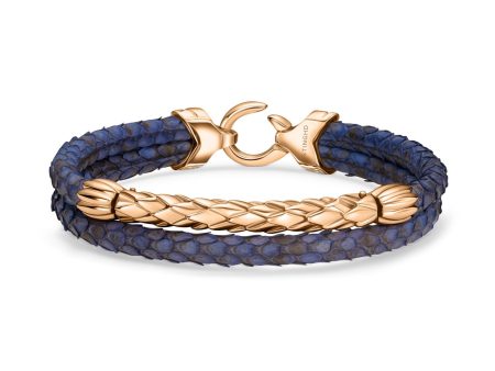 B472P Navy Python Rose Gold Bar Fashion