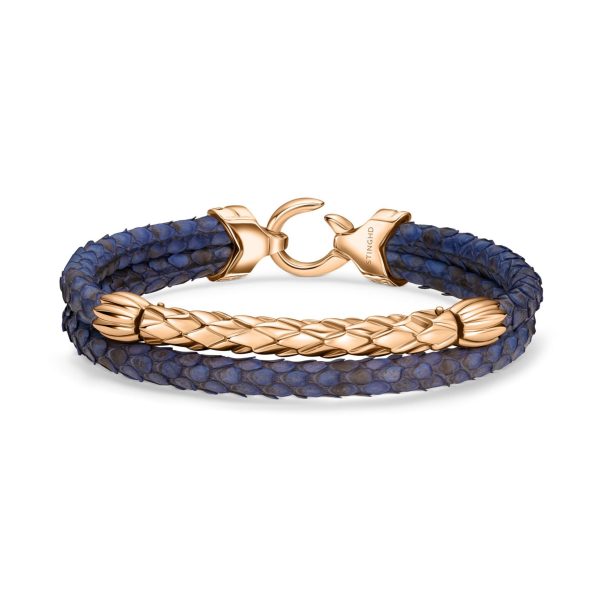 B472P Navy Python Rose Gold Bar Fashion