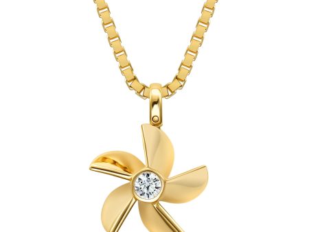 StingHD Nautical Luxe: 18k Yellow Gold Diamond-Centered Propeller Pendant Online now