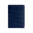 StingHD Navy Blue Crocodile Leather Wallet with Silver Accents on Sale