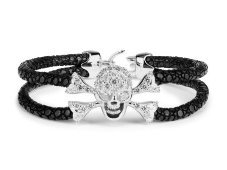 B477 18k White Gold Diamond Skull with Diamond Eyes | StingHD For Discount