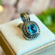 DAVID YURMAN Albion Enhancer Sterling Silver 14K Yellow Gold Blue Topaz Pendant Sale