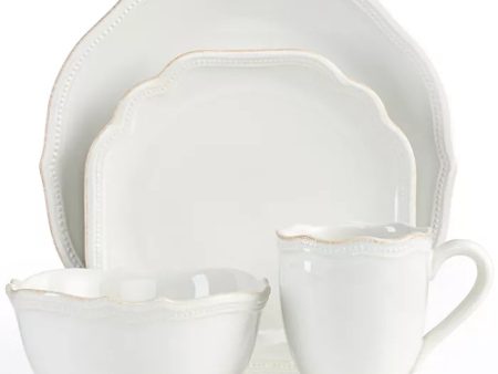 French Perle Bead Dinner Plate, White Cheap