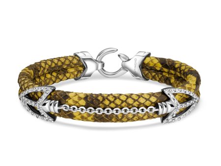 B470P Silver and Diamonds on Yellow Python For Discount