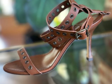 MANOLO BLAHNIK  Brown Rivet Sandals Sz 36 Fashion