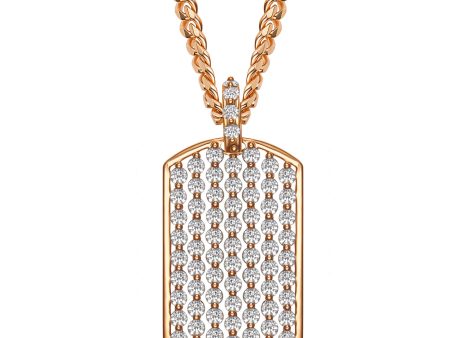 StingHD Lustrous Elegance: 20K Rose Gold Dog Tag with Diamond Bail Online now