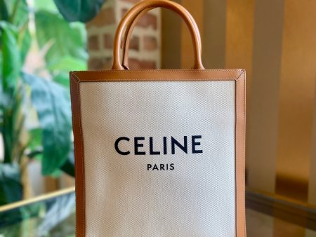 CELINE Tan Canvas Vertical Cabas Tote Bag Sale