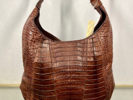 CARLOS FALCHI Brown Croc Shoulder Bag TS3814 For Cheap